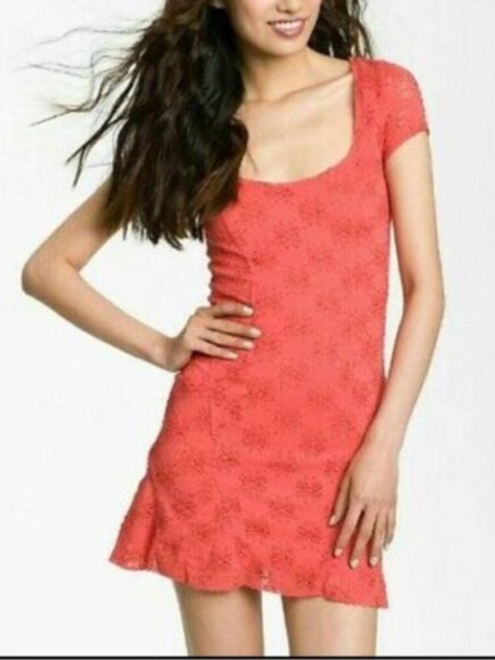 Free People Daisy Godet Dress Womens S Boho Y2K Crochet Lace Bodycon Mini beach